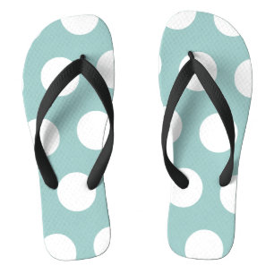 Geometric Eggshell Blue White Polka Dots Badesandalen