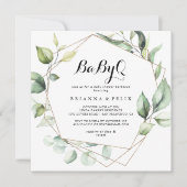 Geometric Elegant Gold BabyQ Baby Shower Barbecue Einladung (Vorderseite)