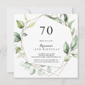 Geometric Elegant Gold Green 70. Geburtstagsparty Einladung (Vorderseite)
