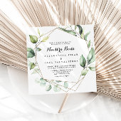 Geometric Elegant Gold Green Nuestra Boda Wedding Einladung