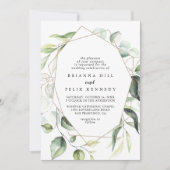 Geometric Elegant Gold Greenery Einladung (Vorderseite)