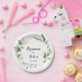 Geometric Elegant Gold Greenery Wedding Cake Pappteller (Party)