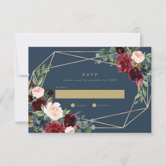 Geometric Fall Elegance Wedding RSVP Einladung (Vorderseite)