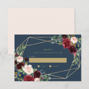 Geometric Fall Elegance Wedding RSVP Einladung
