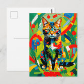 Geometric Feline Cat Portrait Postkarte (Vorne/Hinten)