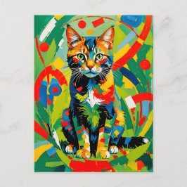 Geometric Feline Cat Portrait Postkarte