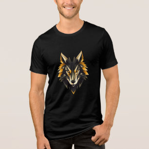 Geometric Fierce Wolf Head Design Tri-Blend Shirt