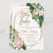 Geometric Floral Aloha Baby Dusche Einladung (Vorne/Hinten)