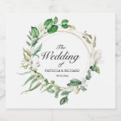 Geometric Floral Greenerity Wreath Wedding Schaumweinetikett (Einzelnes Label)