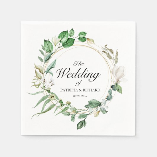 Geometric Floral Greenerity Wreath Wedding Serviette (Vorderseite)