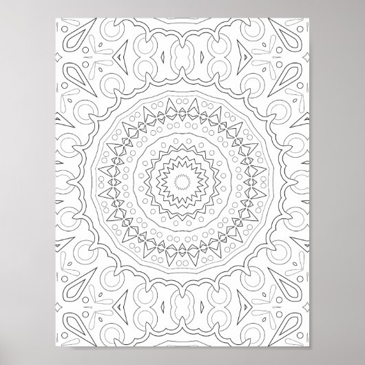 Geometric Floral Mandala Coloring Design Poster (Vorne)