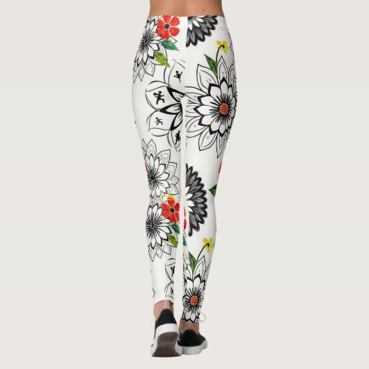 Geometric Floral Mandalas Seamless Pattern Leggings (Rückseite)