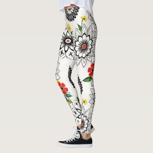 Geometric Floral Mandalas Seamless Pattern Leggings (Links)