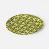 geometric floral pattern in yellow, blue, brown pappteller (Schrägansicht)