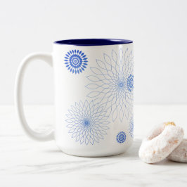 Geometric Flower〜ブルー〜 Zweifarbige Tasse