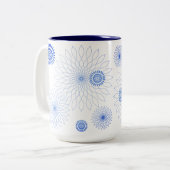 Geometric Flower〜ブルー〜 Zweifarbige Tasse (Vorderseite Links)