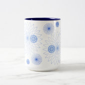 Geometric Flower〜ブルー〜 Zweifarbige Tasse (Mittel)