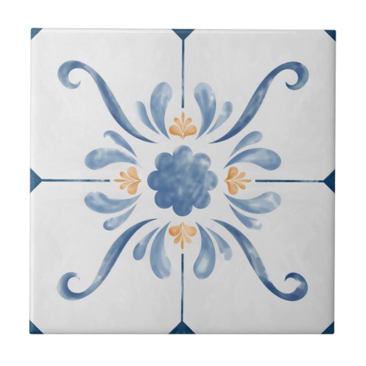 Geometric Flower Pattern Tile - Stylish and Elega Fliese (Vorderseite)