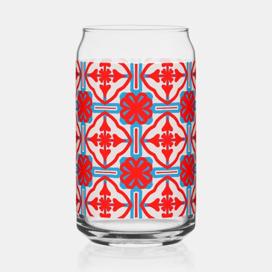 Geometric Four Red Leaves Can Glass Dosenglas (Links)