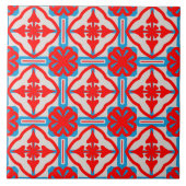Geometric Four Red Leaves Ceramic Tiles Fliese (Vorderseite)