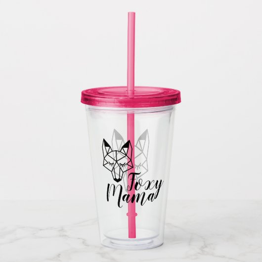 Geometric Fox Foxy Mama Script Acryltrinkbecher (Vorderseite)