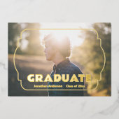 Geometric Frame Photo Graduation Announcement Folieneinladung (Vorderseite)