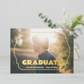 Geometric Frame Photo Graduation Announcement Folieneinladung (Stehend vorne)