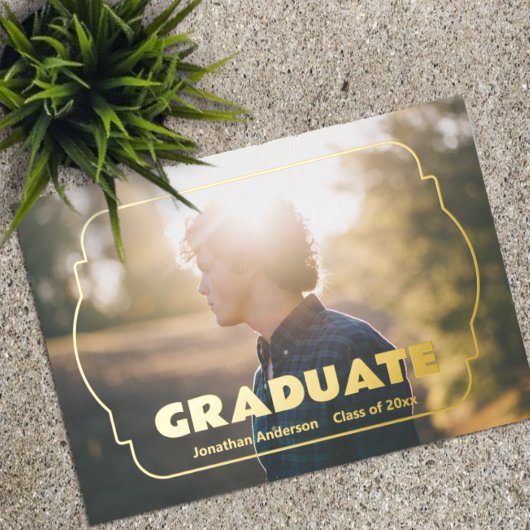 Geometric Frame Photo Graduation Announcement Folieneinladung