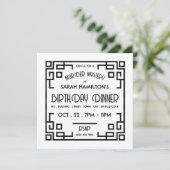 Geometric Gatsby Style, Murder Mystery Birthday Einladung (Stehend Vorderseite)