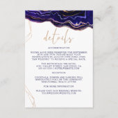 Geometric Geode Deep Blue Agate Wedding Details Begleitkarte (Vorderseite)