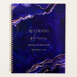 Geometric Geode Deep Blue Rose Gold Agate Wedding Planer