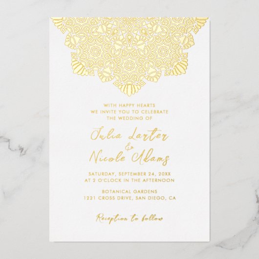 Geometric Glittering Gold Culture Mandala Folieneinladung (Vorderseite)