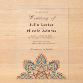 Geometric Glittering Metallic Luxury Wedding Acryleinladungen (Vorderseite)