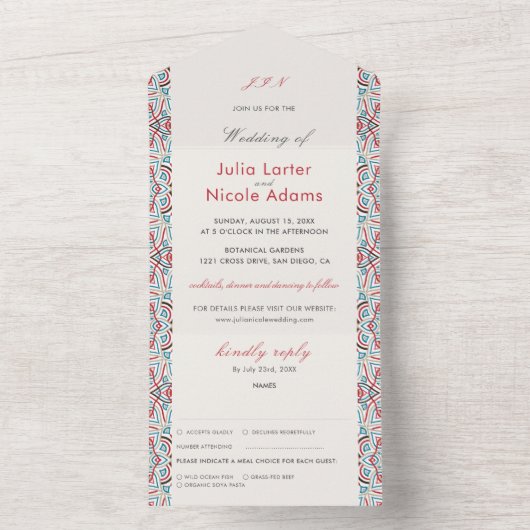 Geometric Glittering Metallic Luxury Wedding All In One Einladung (Innen Boden)