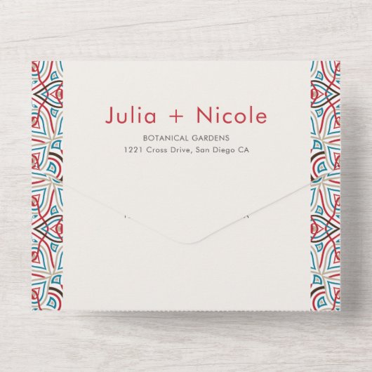 Geometric Glittering Metallic Luxury Wedding All In One Einladung (Rückseite)