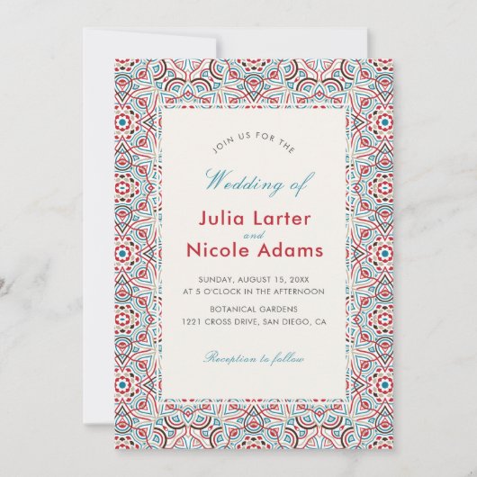 Geometric Glittering Metallic Luxury Wedding Einladung (Vorderseite)