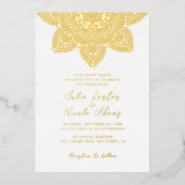 Geometric Glittering Metallic Luxury Wedding Folieneinladung (Vorderseite)