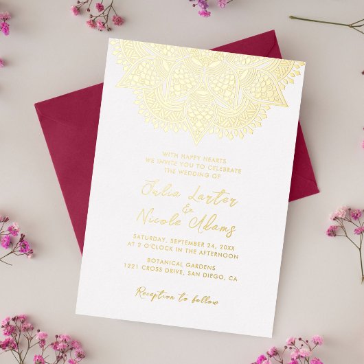Geometric Glittering Metallic Luxury Wedding Folieneinladung