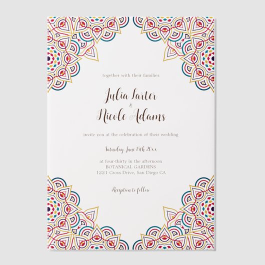 Geometric Glittering Metallic Luxury Wedding Pergament Einladungen (Vorderseite)