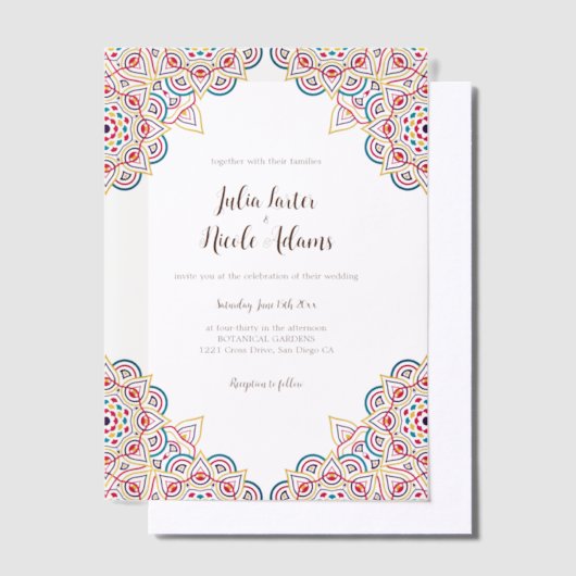 Geometric Glittering Metallic Luxury Wedding Pergament Einladungen (Versetzt)