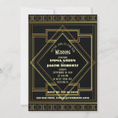 Geometric Gold Black Great Gatsby Art Deco Hochzei Einladung (Vorderseite)