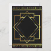 Geometric Gold Black Great Gatsby Art Deco Hochzei Einladung (Rückseite)