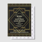 Geometric Gold Black Great Gatsby Art Deco Hochzei Pergament Einladungen (Versetzt (Einladung))