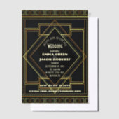 Geometric Gold Black Great Gatsby Art Deco Hochzei Pergament Einladungen (Versetzt)
