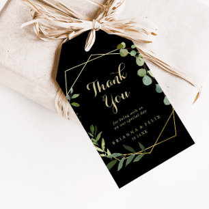 Geometric Gold Black Green Wedding Vielen Dank Geschenkanhänger