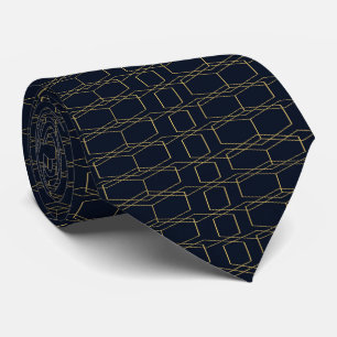 Geometric Gold Black Pattern Necktie Krawatte