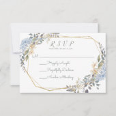 Geometric Gold Blue Florals Food Allergien UAWG Einladung (Vorderseite)