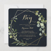 Geometric Gold Blue Green Es ist eine Baby-Dusche Einladung (Vorderseite)