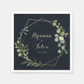 Geometric Gold Blue Green Eucalyptus Wedding Serviette (Vorderseite)