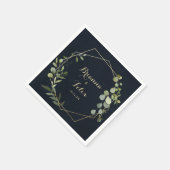 Geometric Gold Blue Green Eucalyptus Wedding Serviette (Ecke)